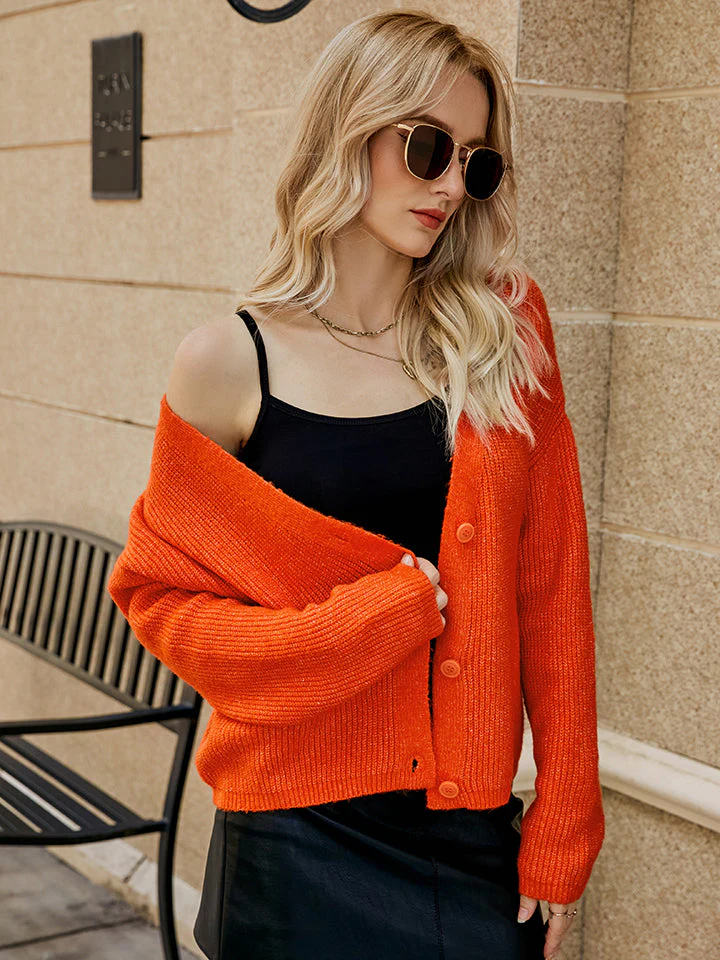 Dropped Shoulder Button Up Cardigan - Image 4