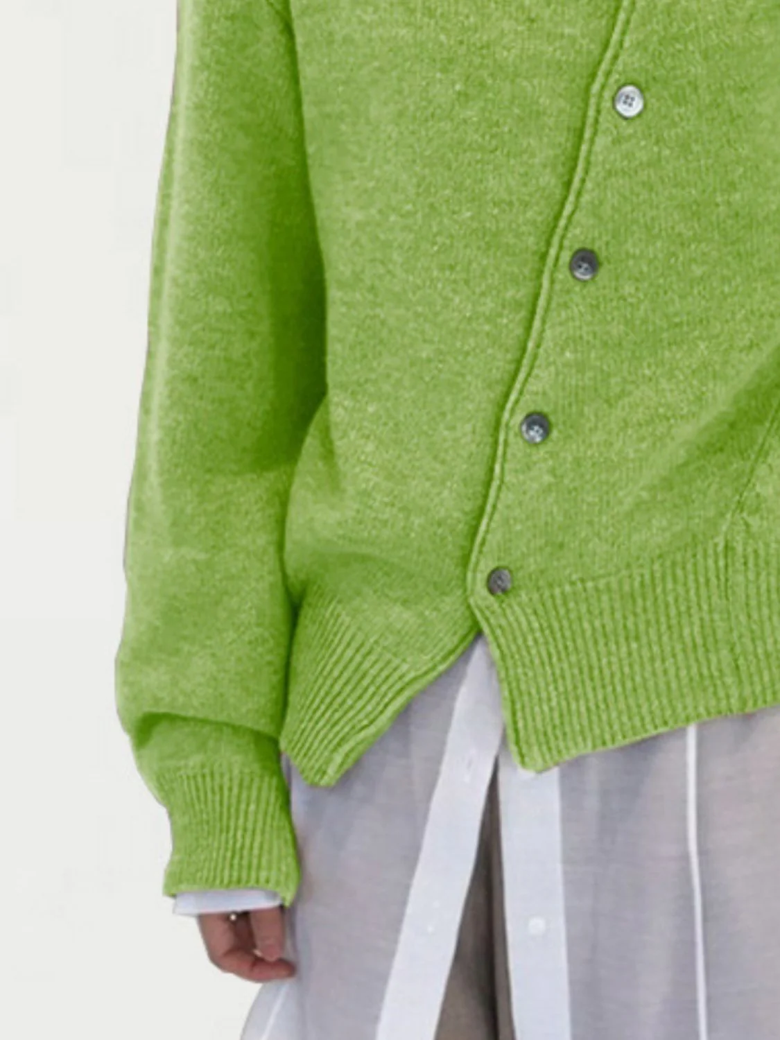 Dropped Shoulder Buttoned Cardigan - Image 12