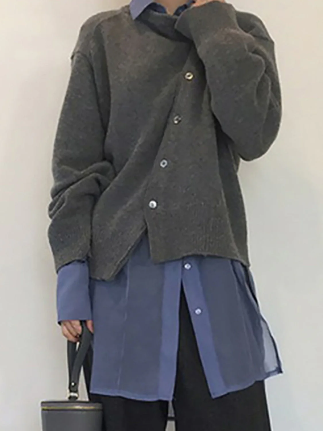 Dropped Shoulder Buttoned Cardigan - Image 13