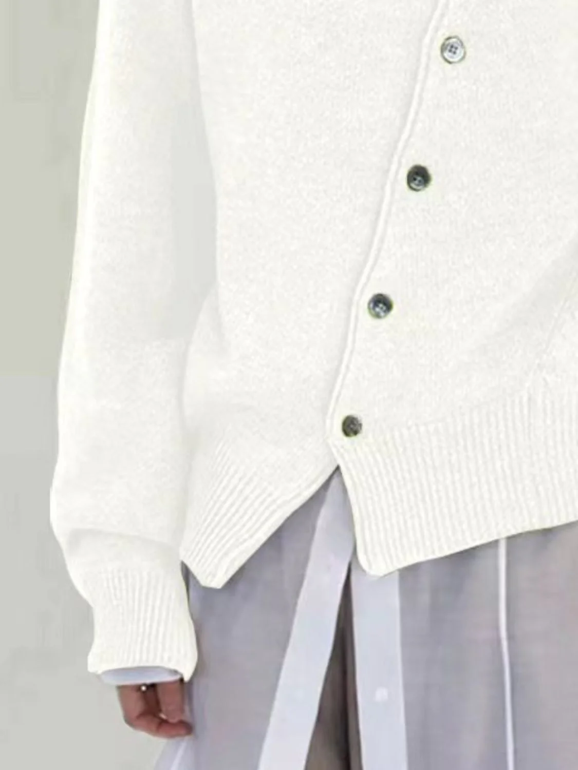 Dropped Shoulder Buttoned Cardigan - Image 18