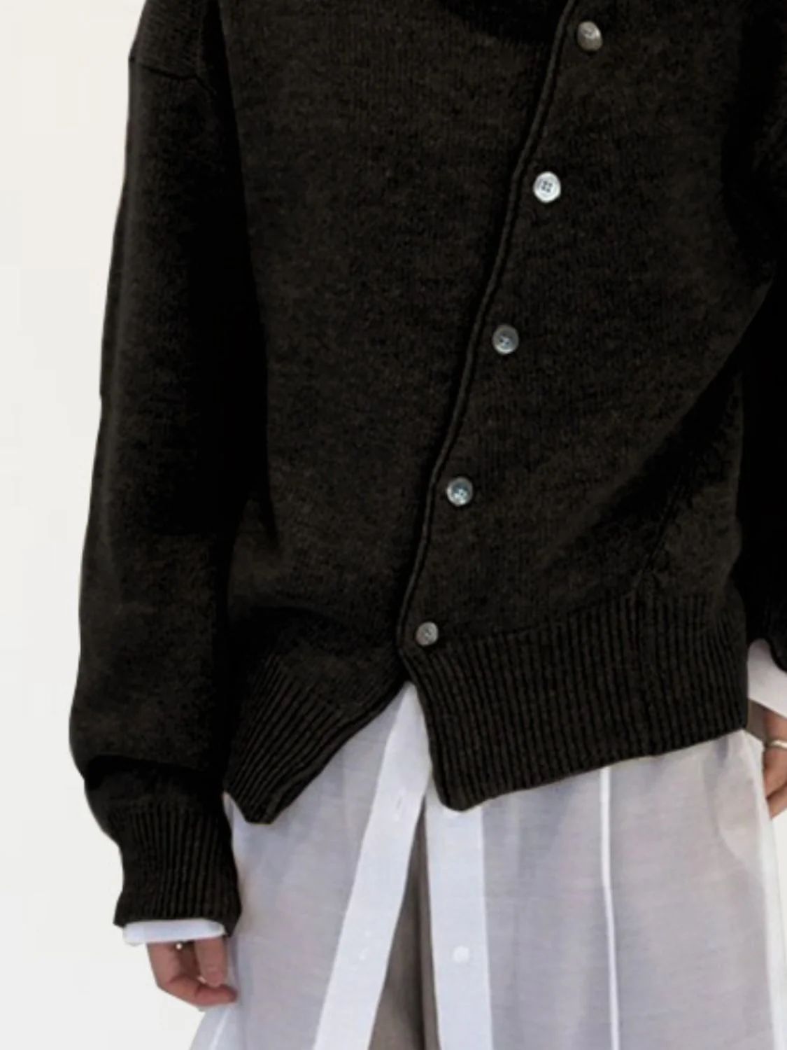 Dropped Shoulder Buttoned Cardigan - Image 6