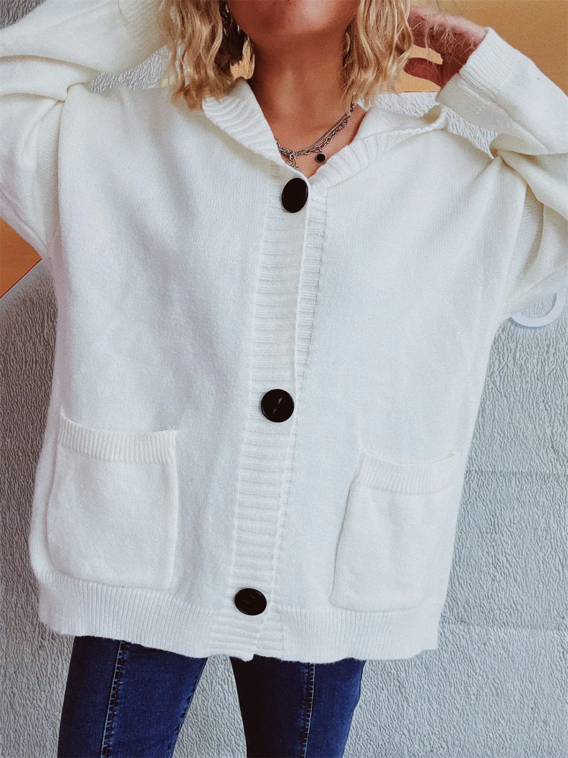 Dropped Shoulder Long Sleeve Hooded Cardigan - Image 9