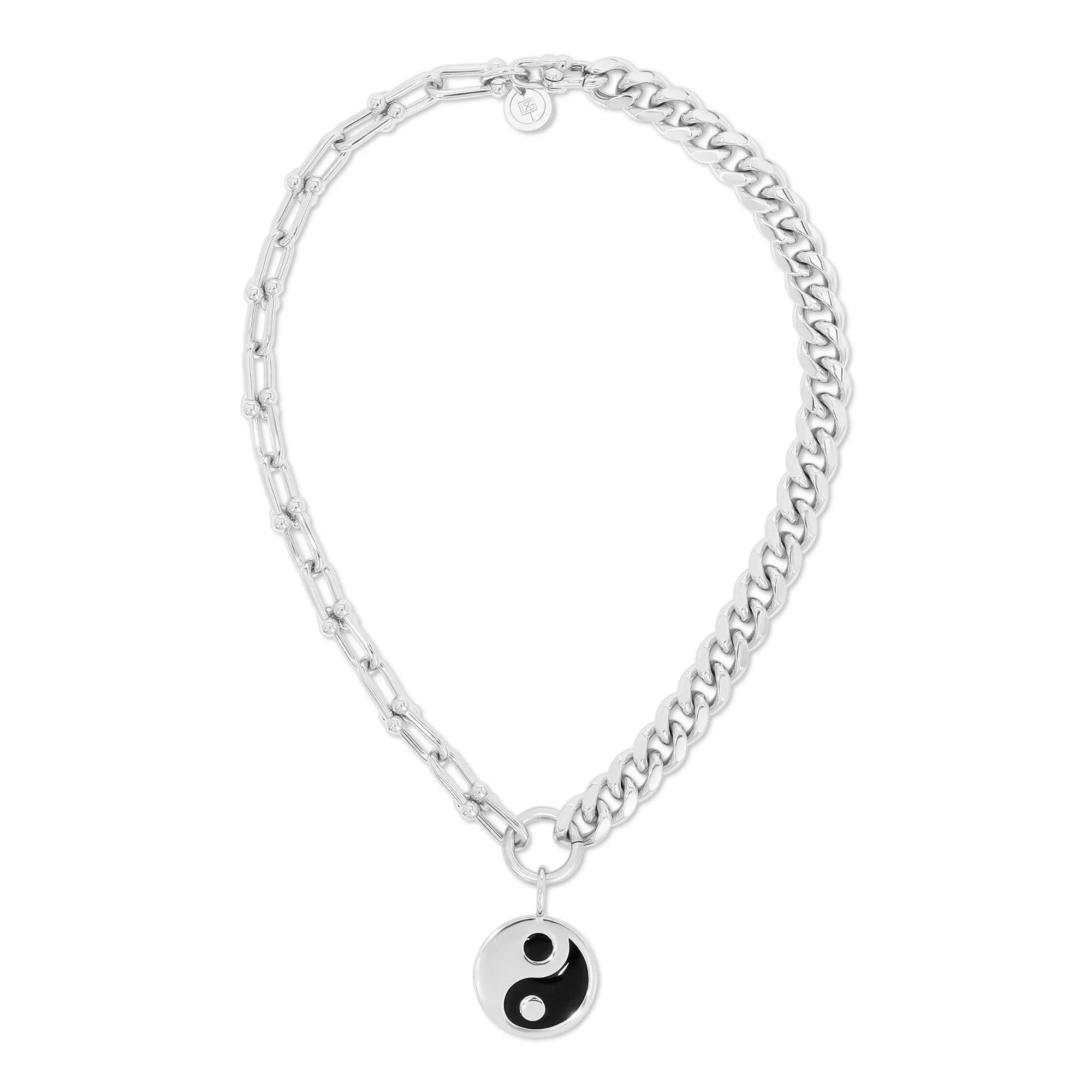 Dual Chain Necklace With Lage Enamel Yin Yang Pendant by eklexic jewelry - Image 3