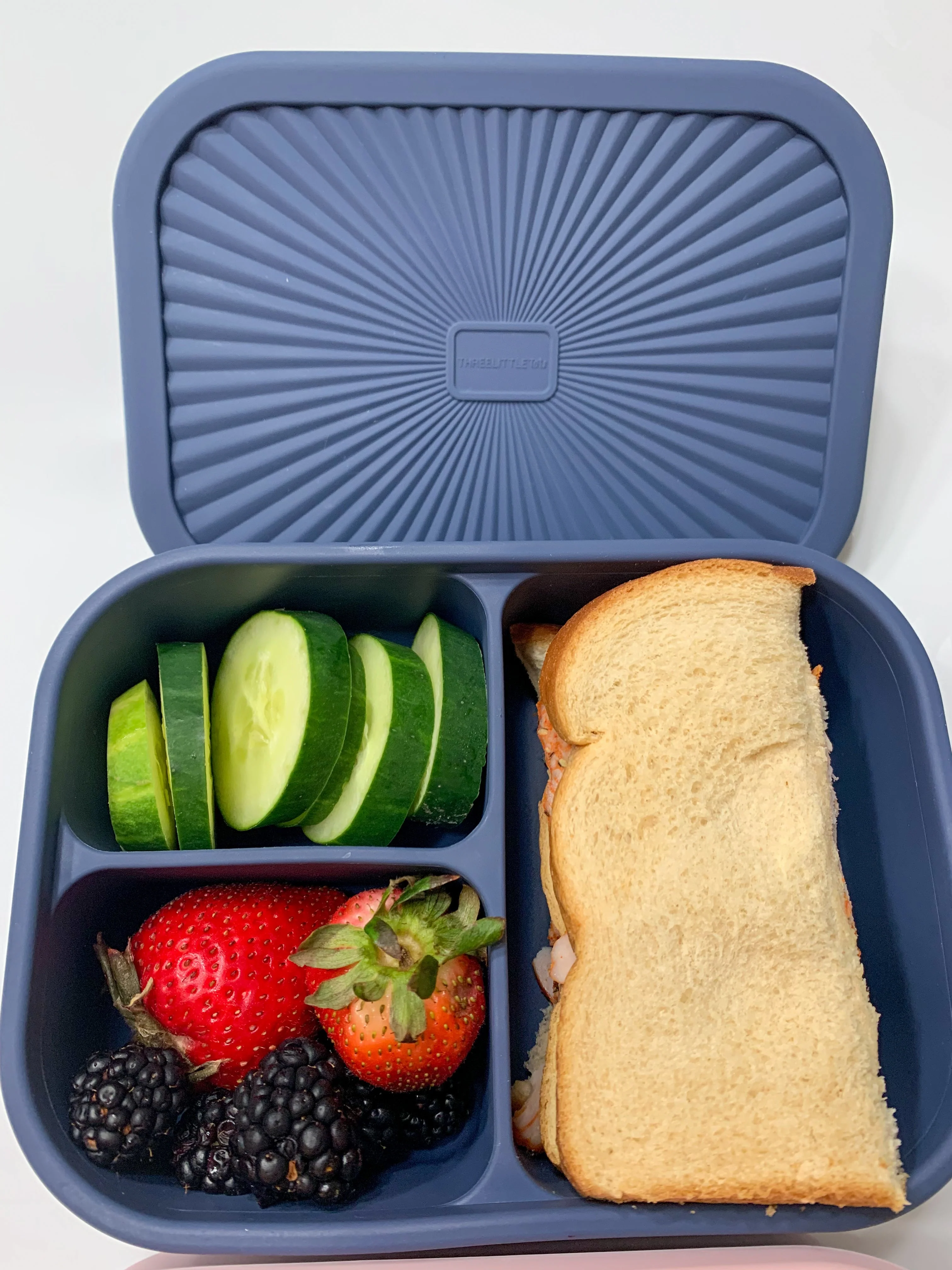 Dusty Blue Bento Lunch & Snack Box by Three Little Tots - Image 3