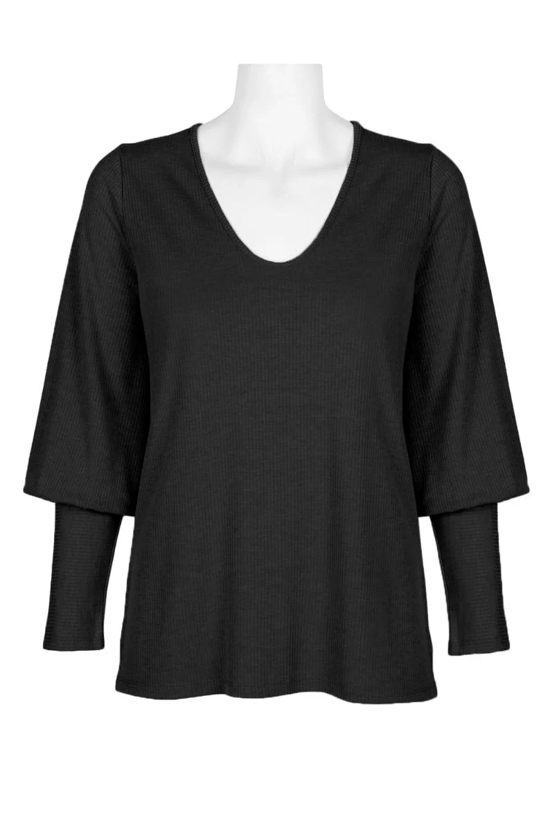 Ellen Tracy Scoop Neck Blouson Long Sleeve Solid Knit Jersey Top by Curated Brands - Image 10