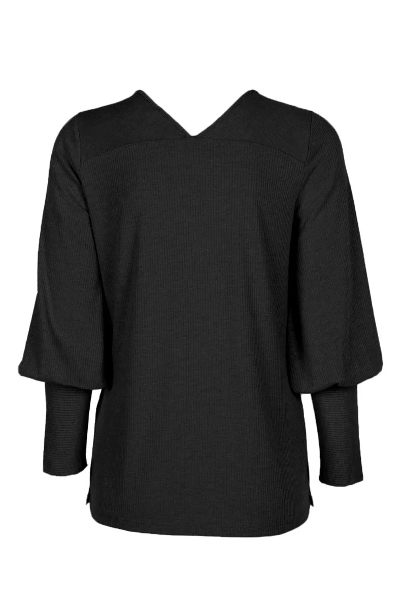 Ellen Tracy Scoop Neck Blouson Long Sleeve Solid Knit Jersey Top by Curated Brands - Image 11