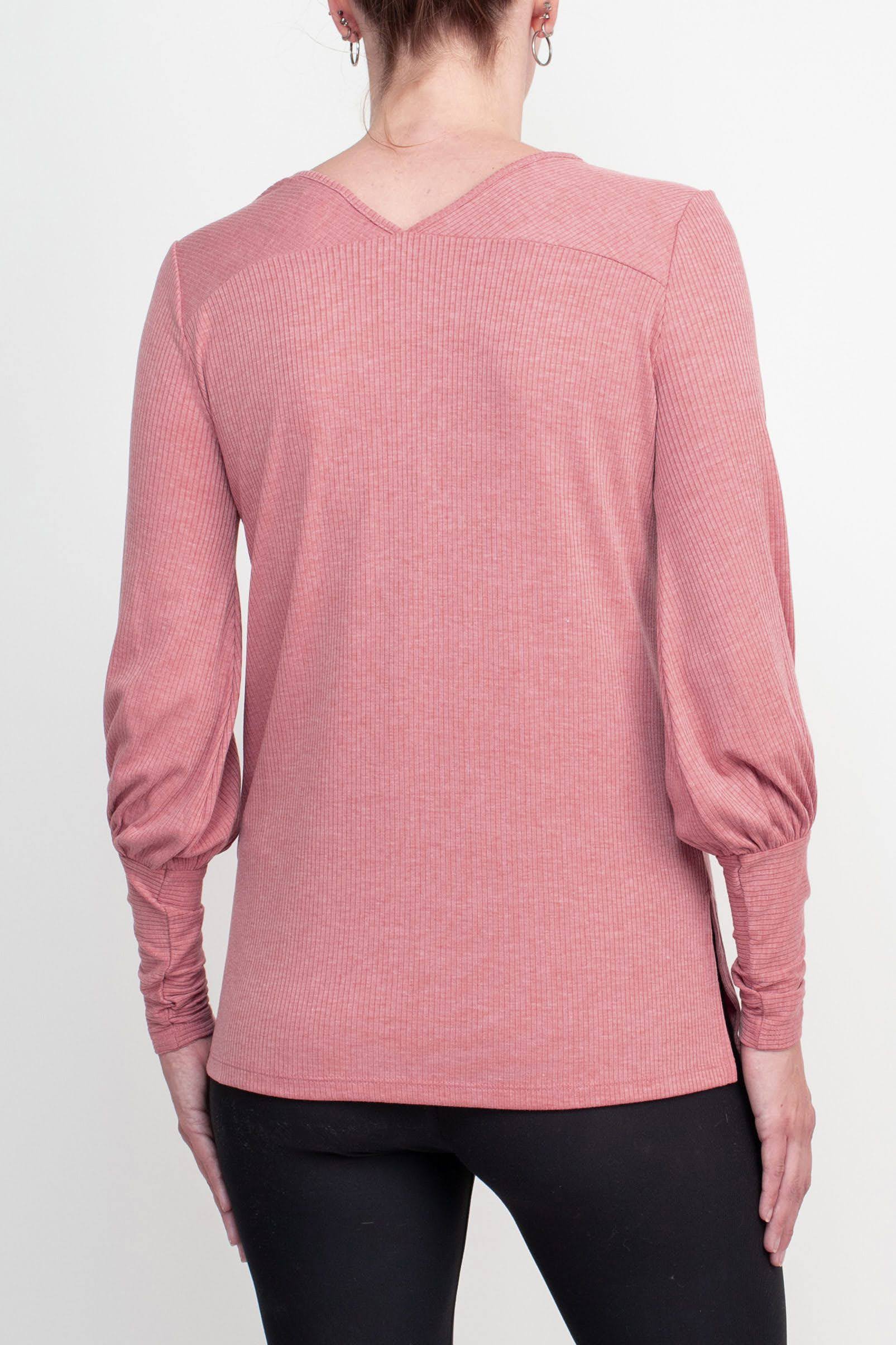 Ellen Tracy Scoop Neck Blouson Long Sleeve Solid Knit Jersey Top by Curated Brands - Image 3