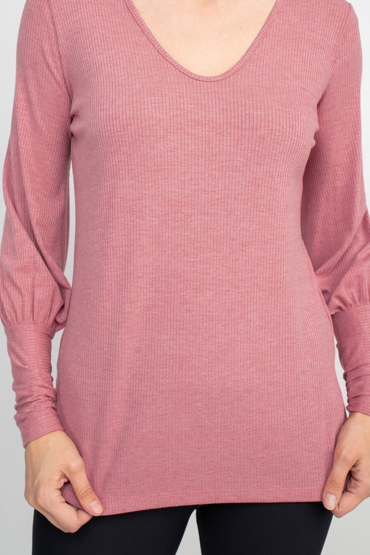 Ellen Tracy Scoop Neck Blouson Long Sleeve Solid Knit Jersey Top by Curated Brands - Image 4