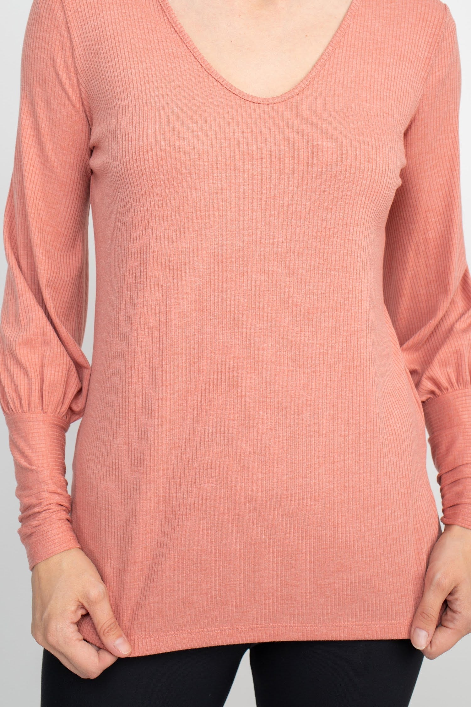 Ellen Tracy Scoop Neck Blouson Long Sleeve Solid Knit Jersey Top by Curated Brands - Image 9