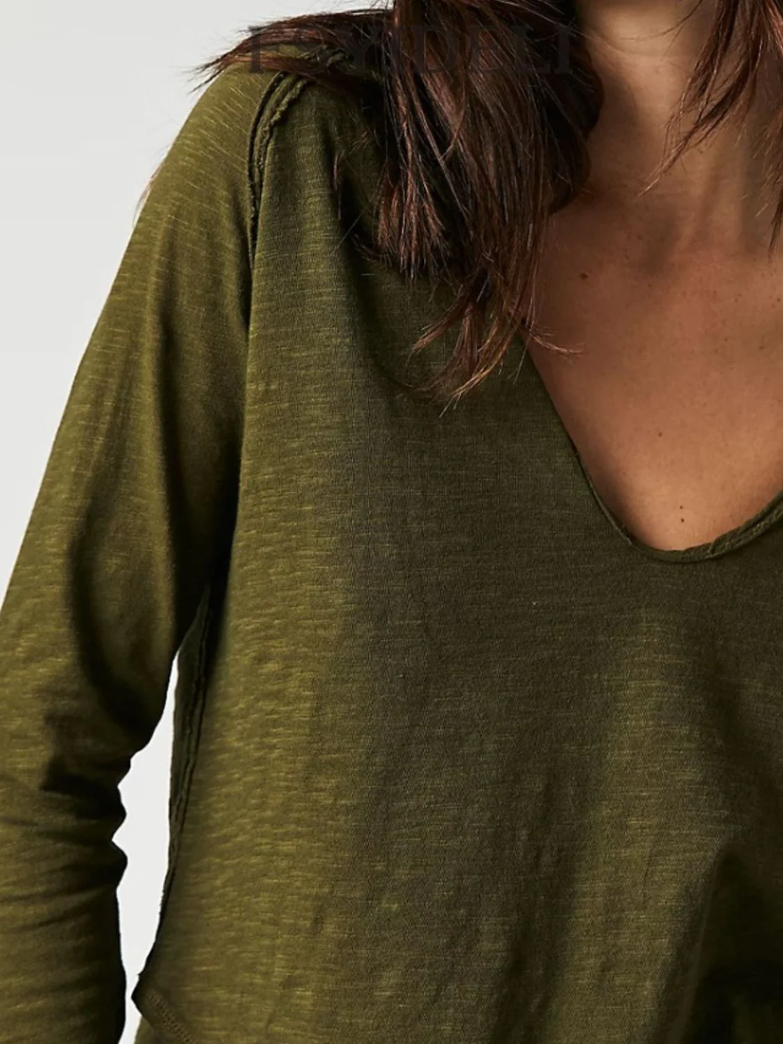 Exposed Seam Notched Long Sleeve T-Shirt - Image 3