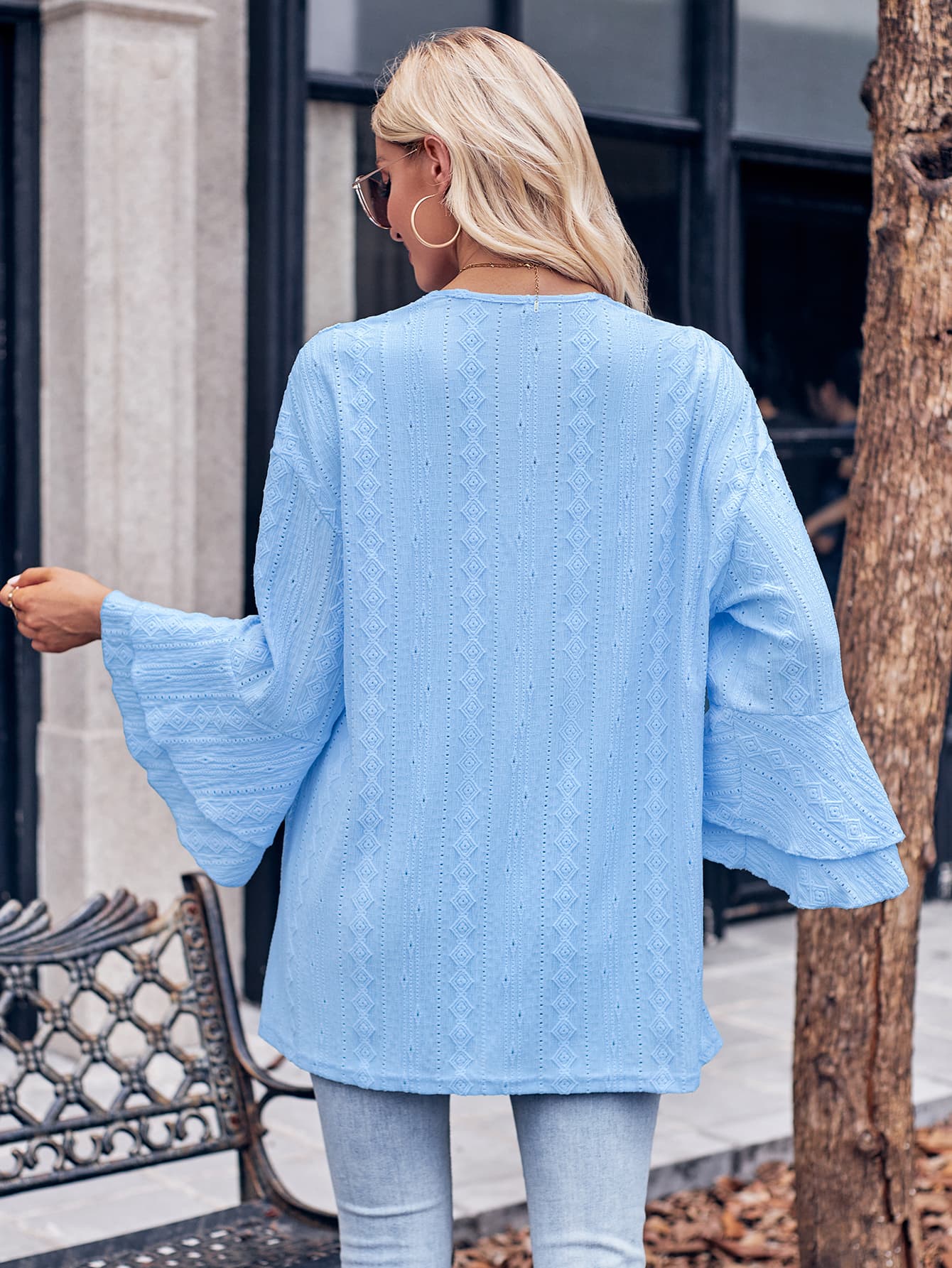 Eyelet Bell Sleeve Cardigan - Image 6