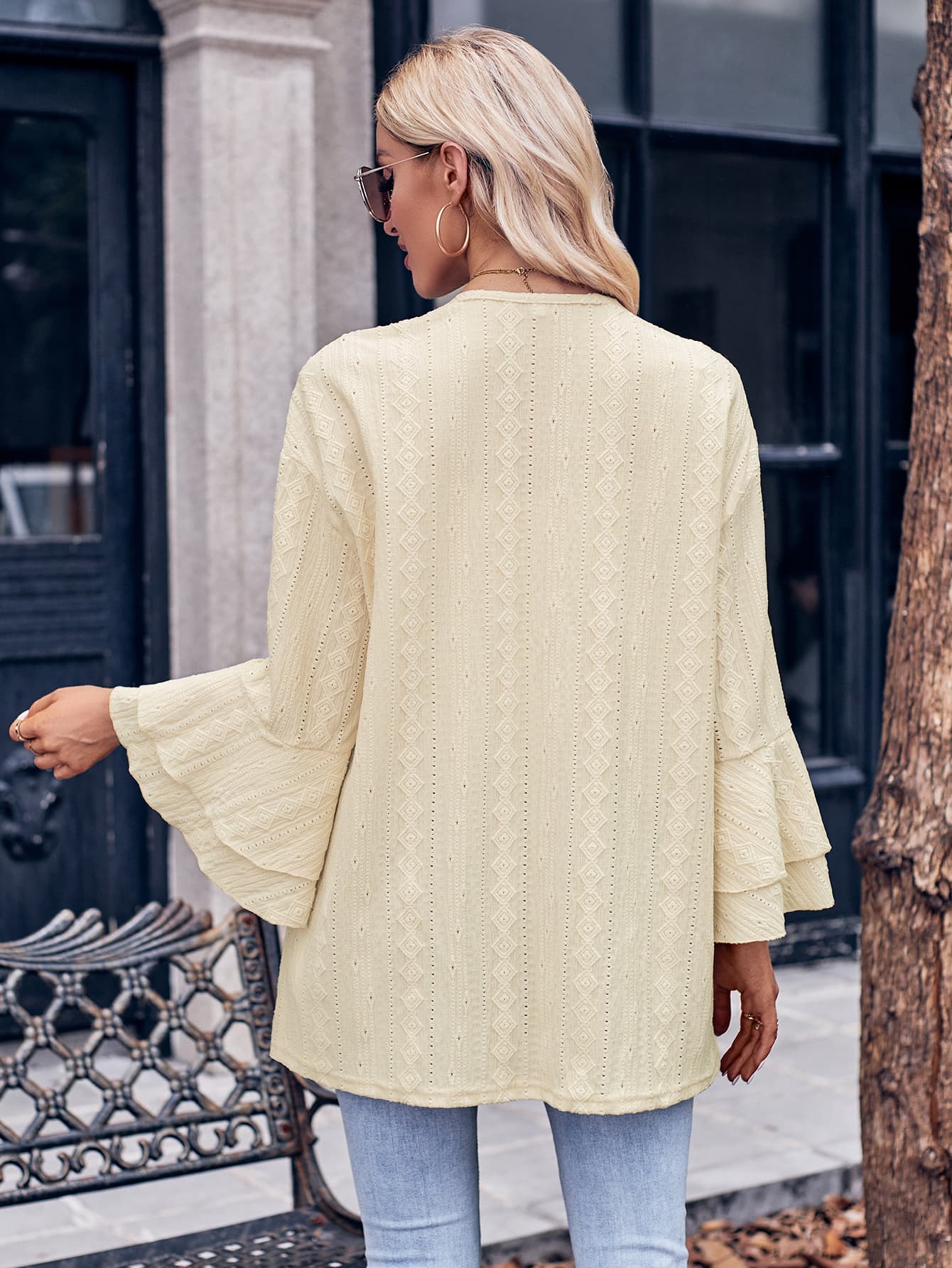 Eyelet Bell Sleeve Cardigan - Image 9