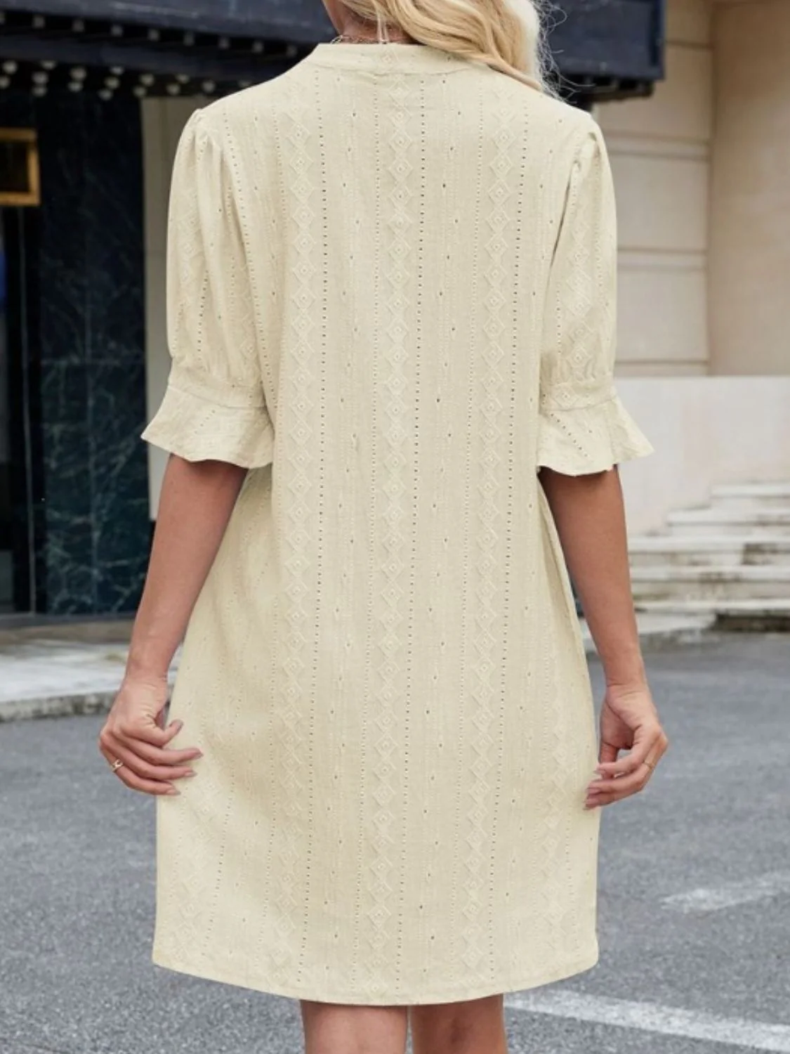 Eyelet Flounce Sleeve Mini Dress - Image 10