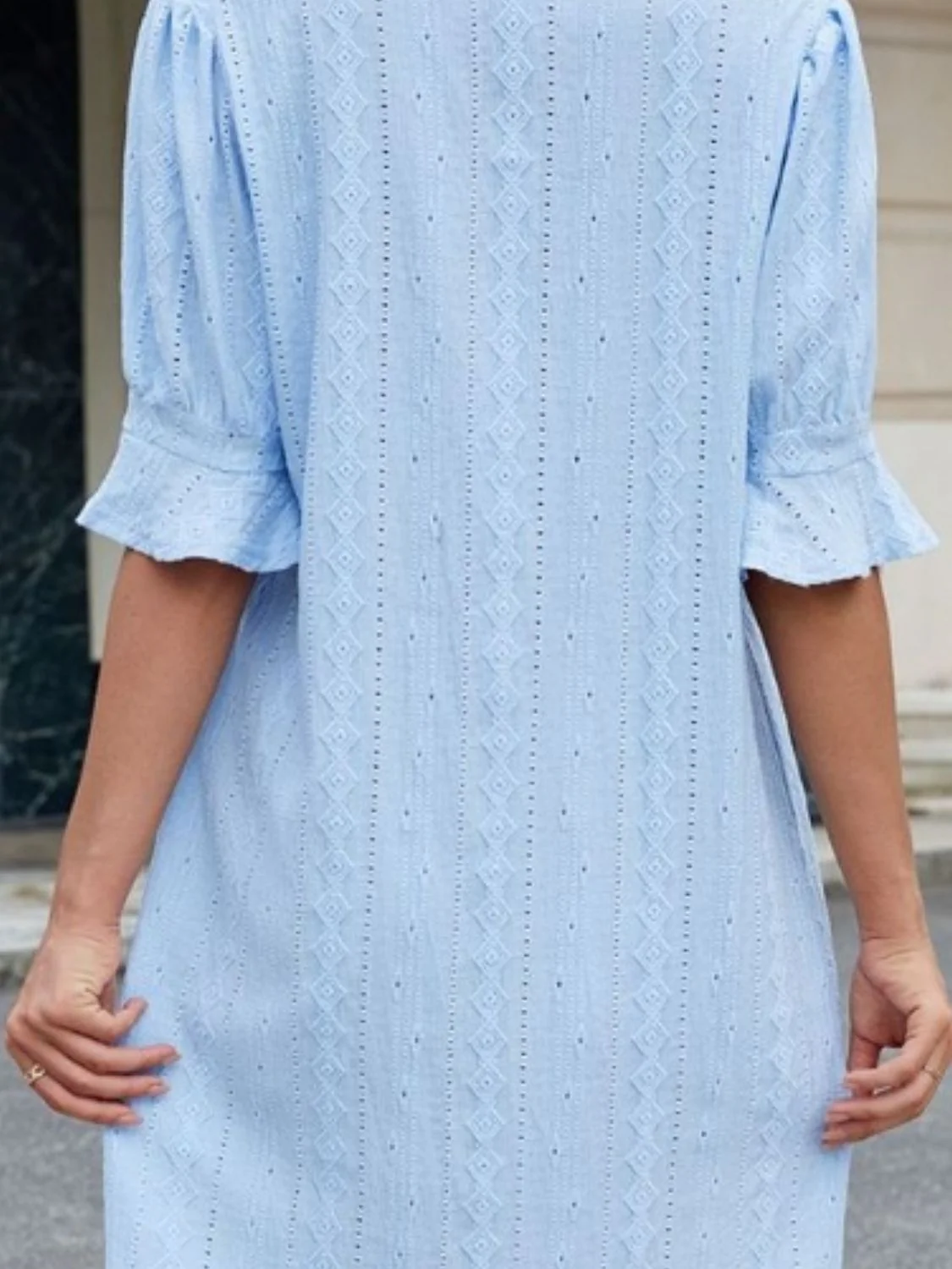 Eyelet Flounce Sleeve Mini Dress - Image 15