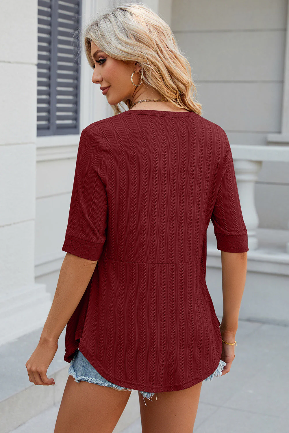Eyelet Half Sleeve T-Shirt - Image 20