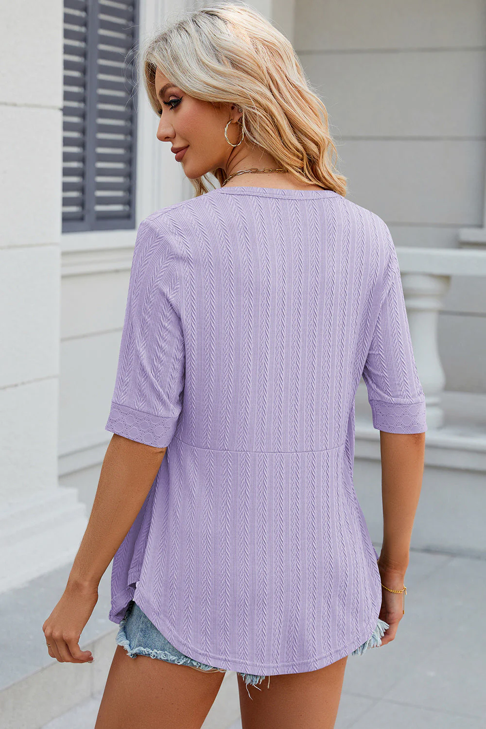 Eyelet Half Sleeve T-Shirt - Image 28