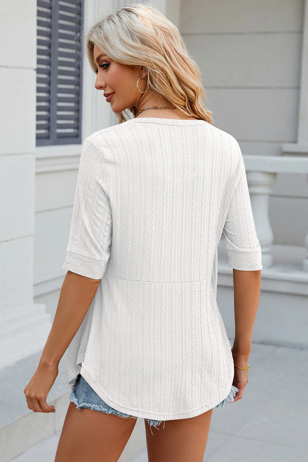 Eyelet Half Sleeve T-Shirt - Image 8