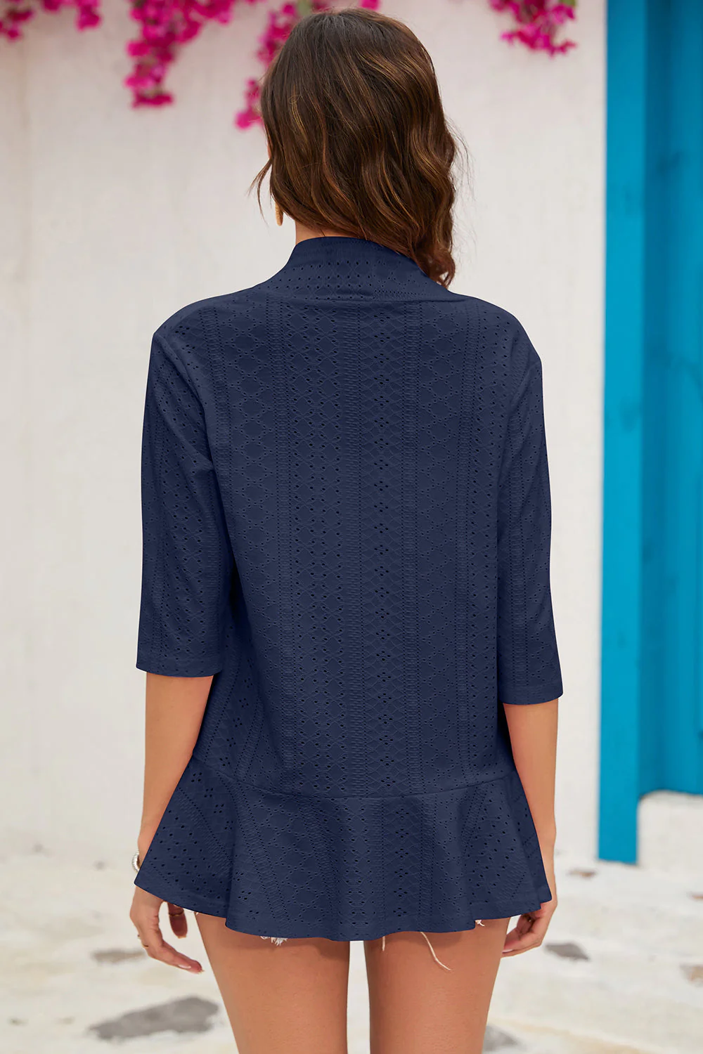 Eyelet Open Front Cardigan - Image 12