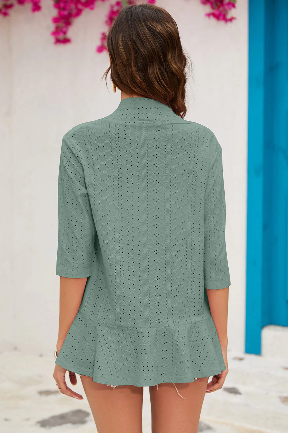 Eyelet Open Front Cardigan - Image 16