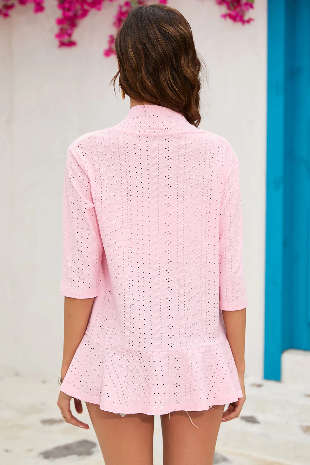Eyelet Open Front Cardigan - Image 2
