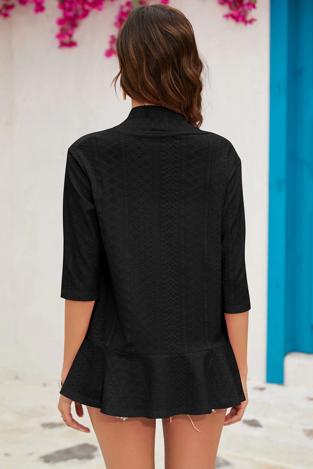 Eyelet Open Front Cardigan - Image 20
