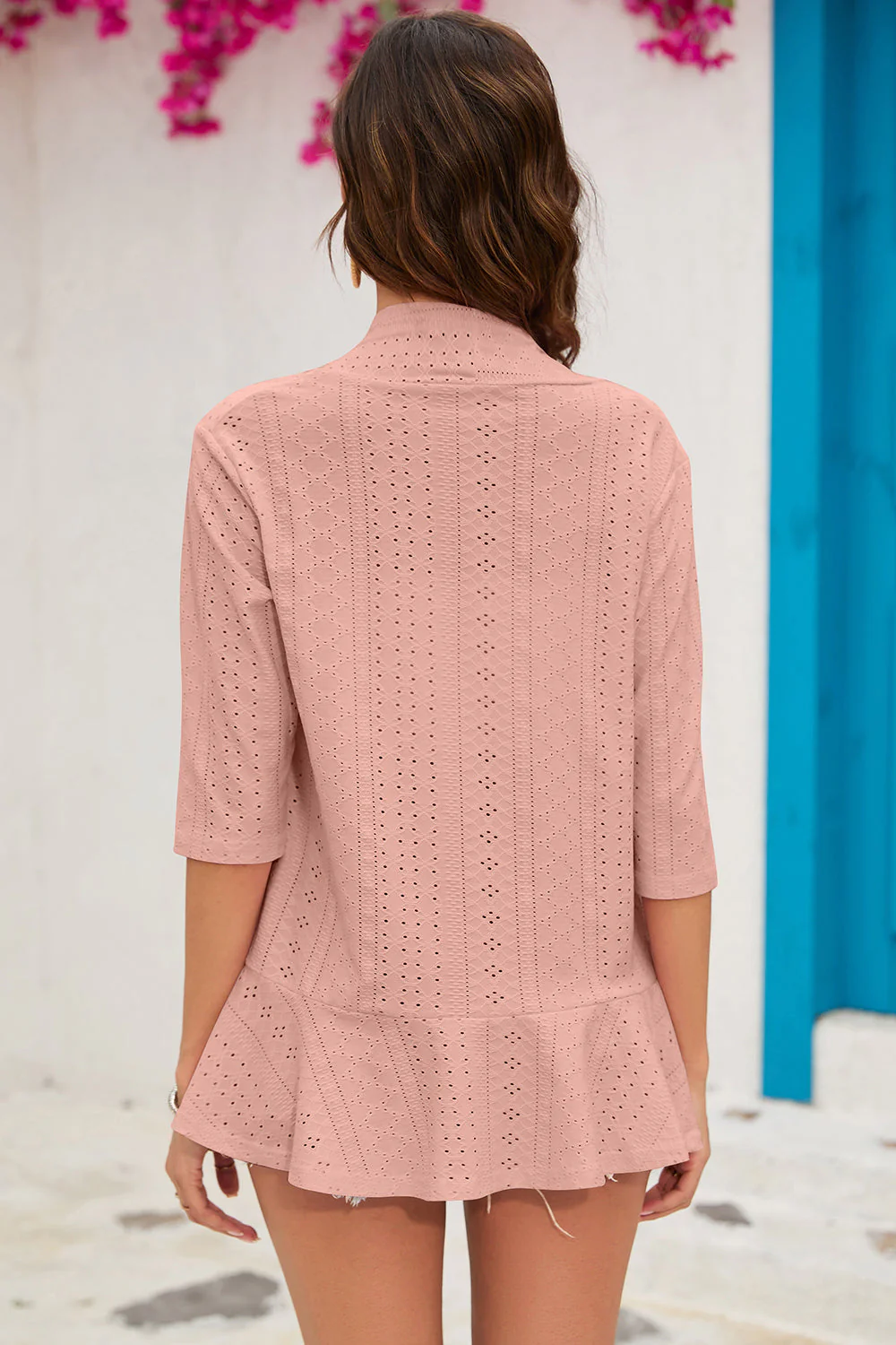 Eyelet Open Front Cardigan - Image 24
