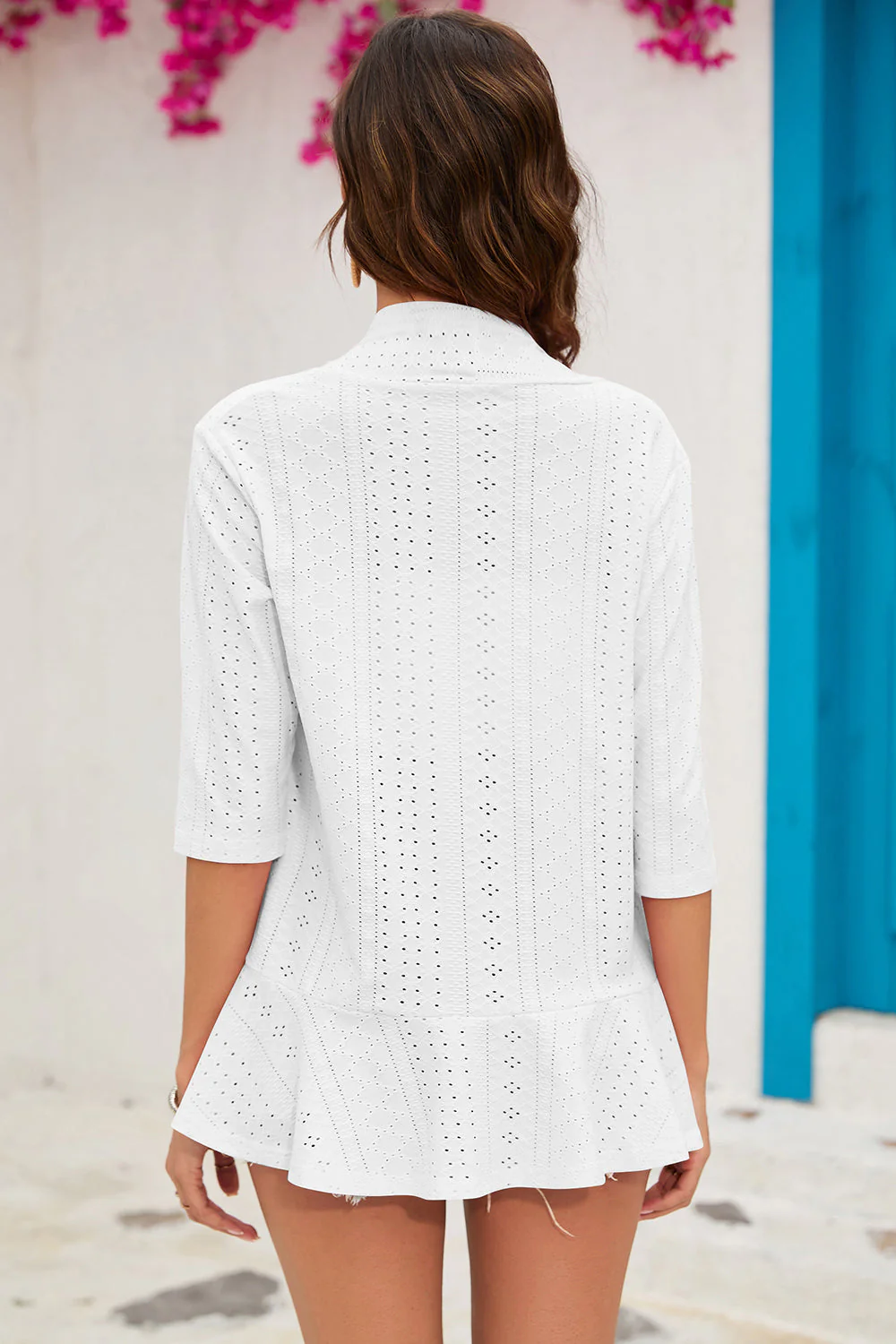Eyelet Open Front Cardigan - Image 8