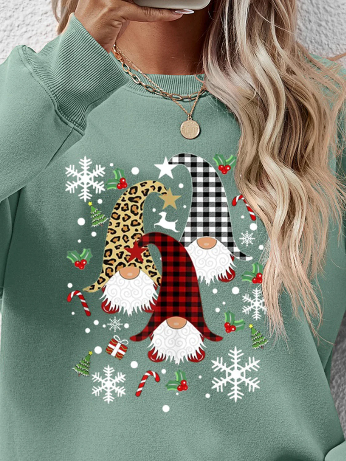 Faceless Gnomes Graphic Drop Shoulder Sweatshirt - Image 11