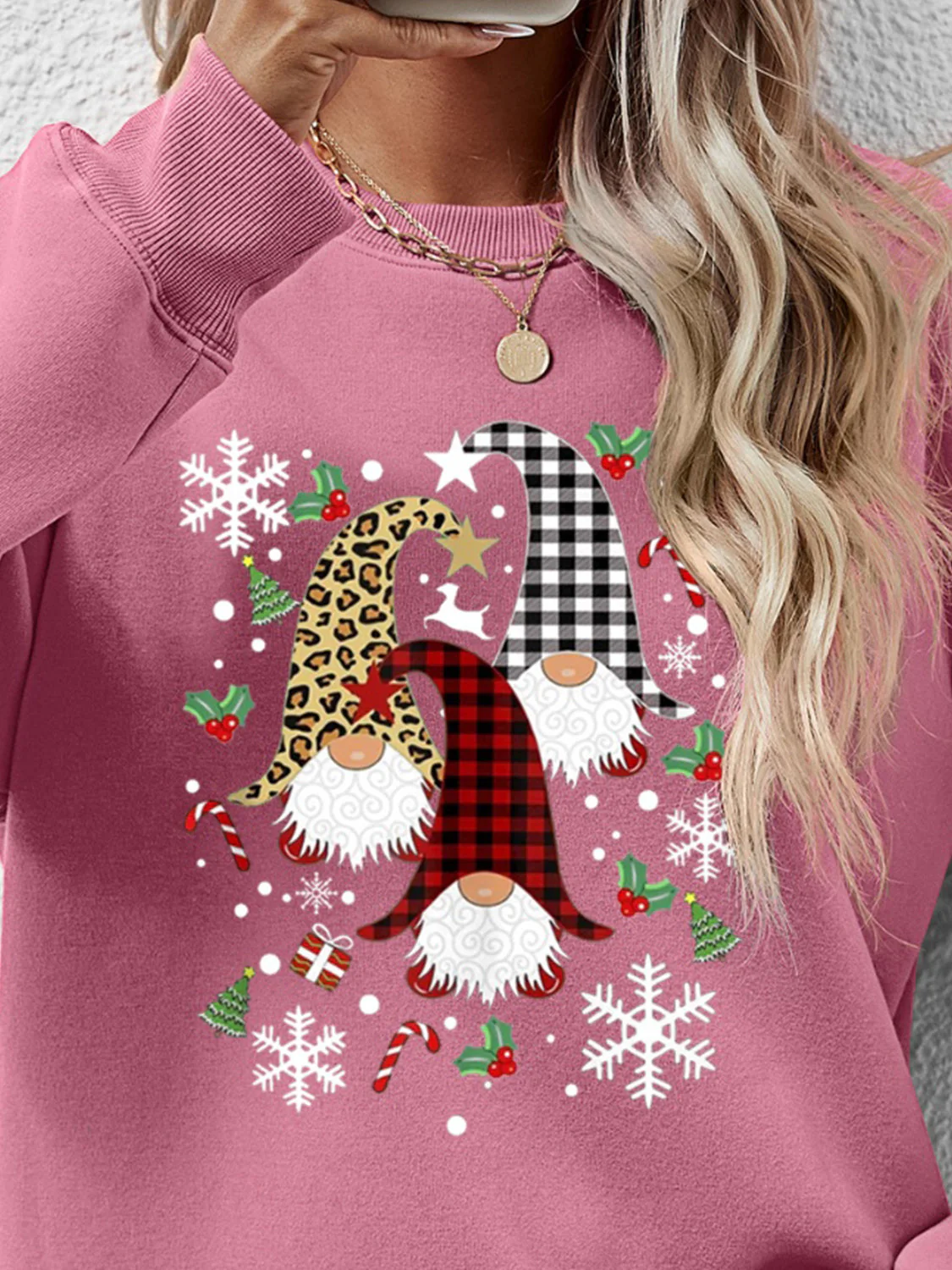 Faceless Gnomes Graphic Drop Shoulder Sweatshirt - Image 14