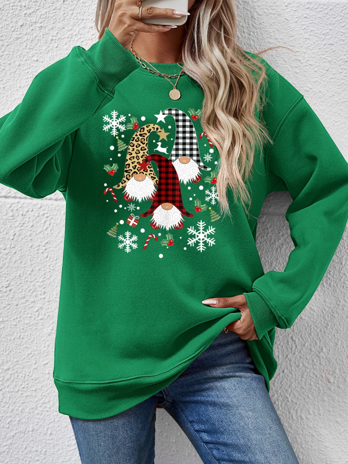 Faceless Gnomes Graphic Drop Shoulder Sweatshirt - Image 16