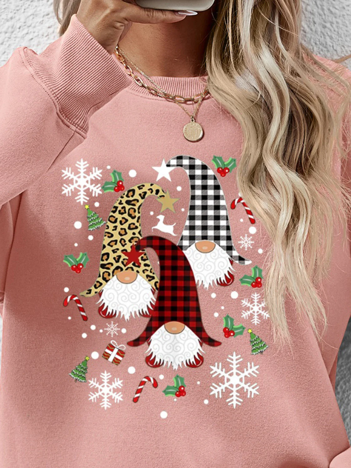 Faceless Gnomes Graphic Drop Shoulder Sweatshirt - Image 2
