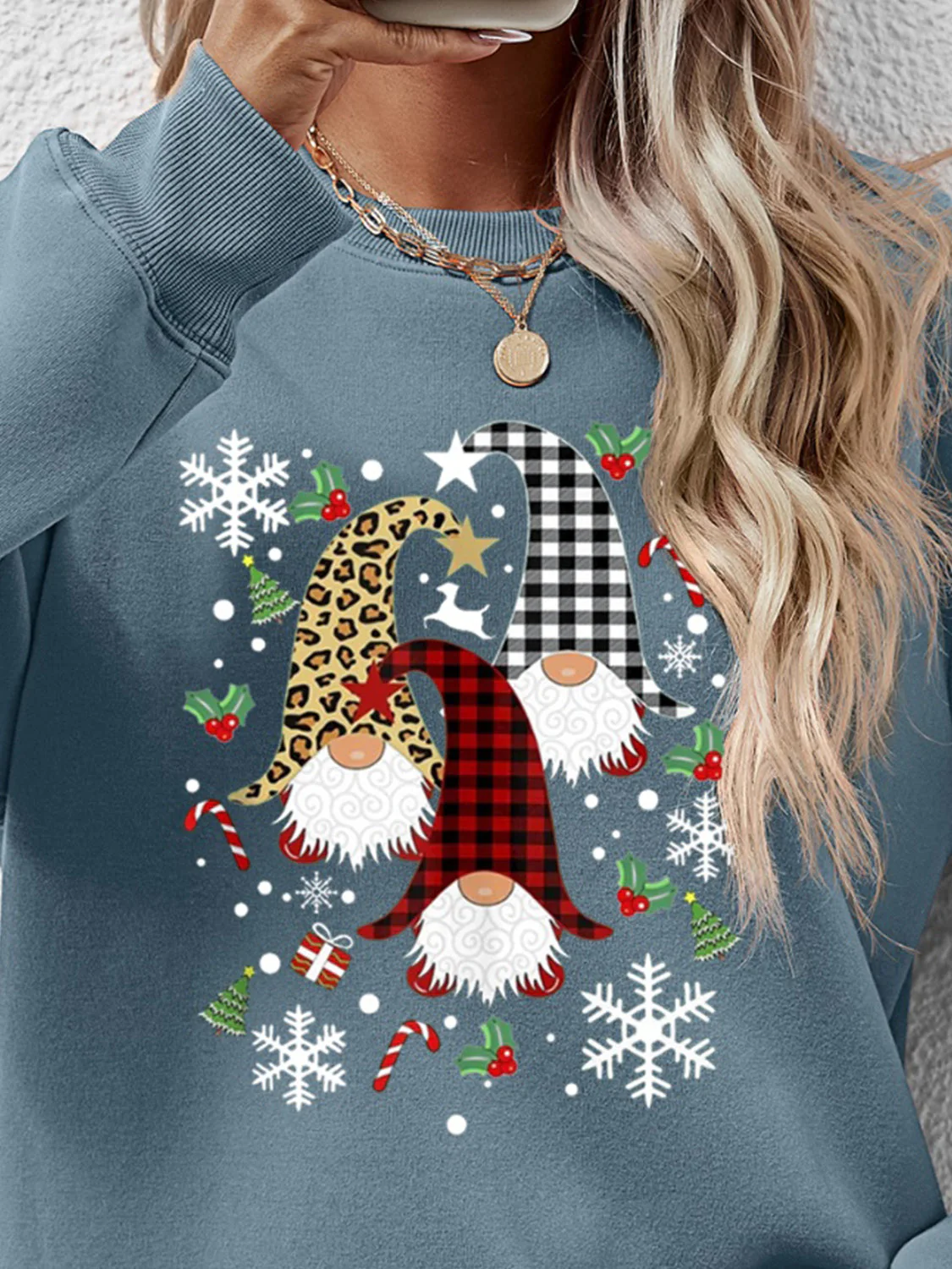 Faceless Gnomes Graphic Drop Shoulder Sweatshirt - Image 20