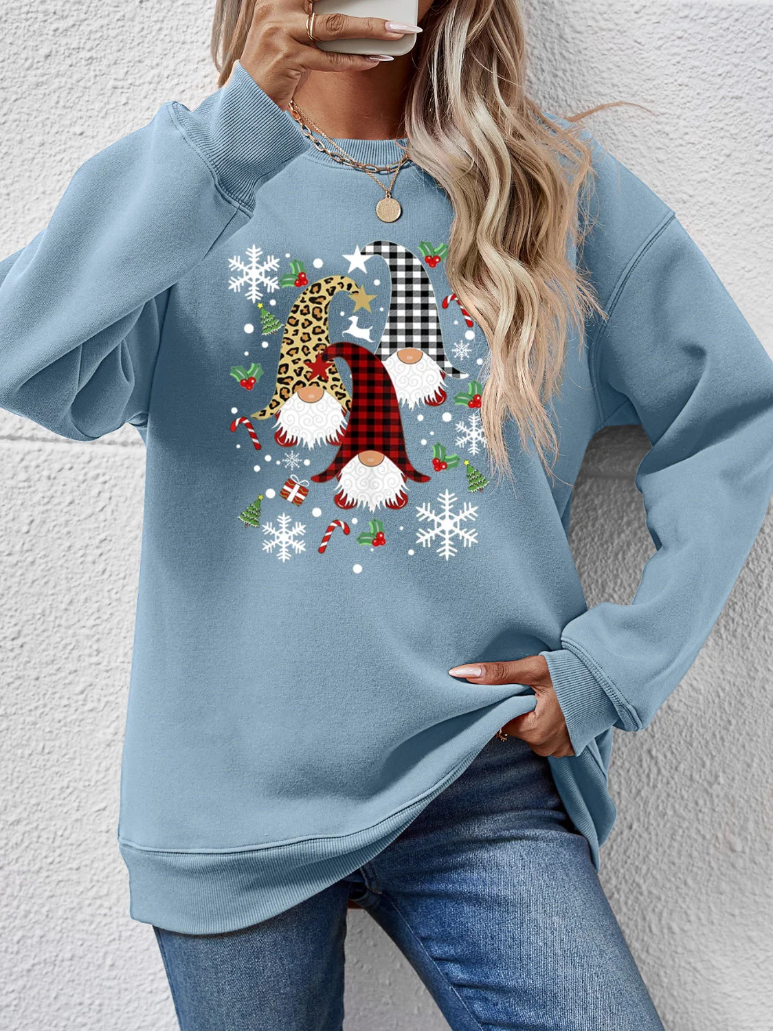 Faceless Gnomes Graphic Drop Shoulder Sweatshirt - Image 22