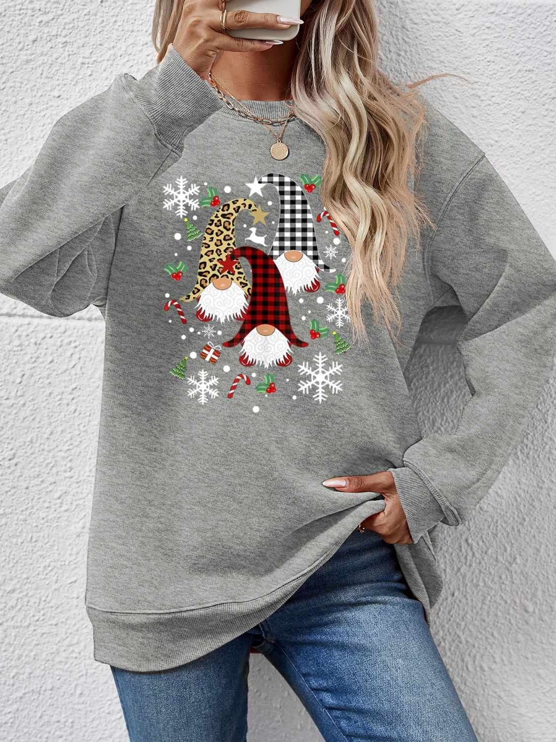 Faceless Gnomes Graphic Drop Shoulder Sweatshirt - Image 25