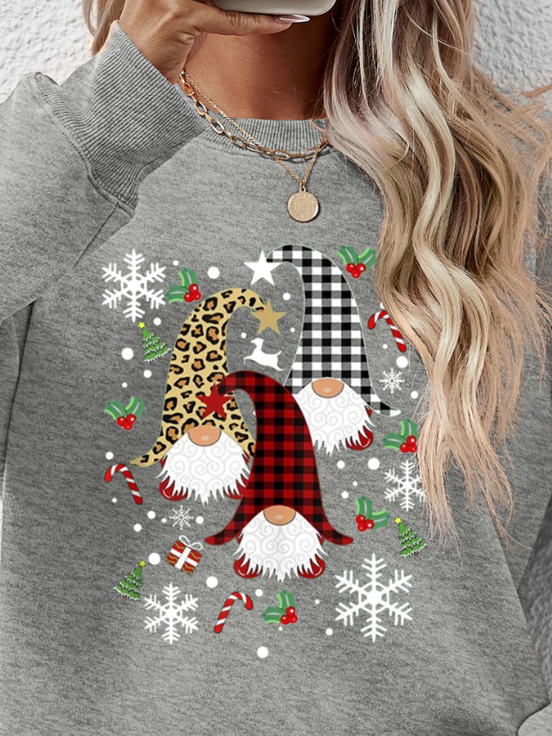 Faceless Gnomes Graphic Drop Shoulder Sweatshirt - Image 26