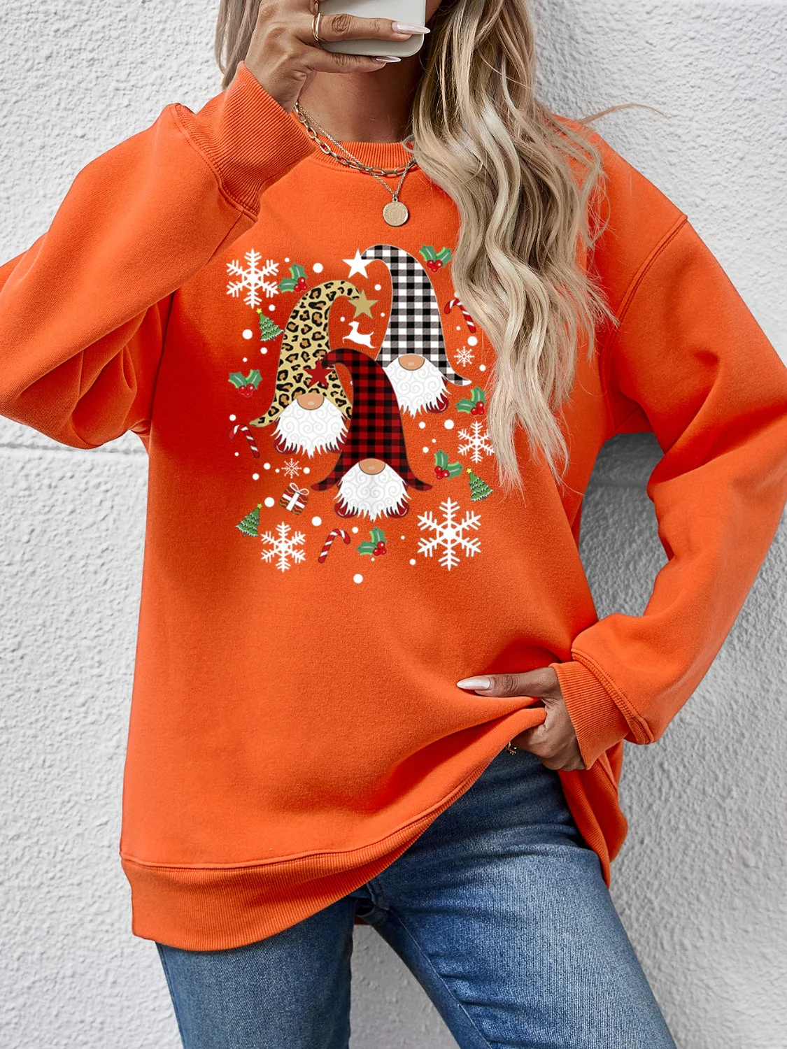 Faceless Gnomes Graphic Drop Shoulder Sweatshirt - Image 4