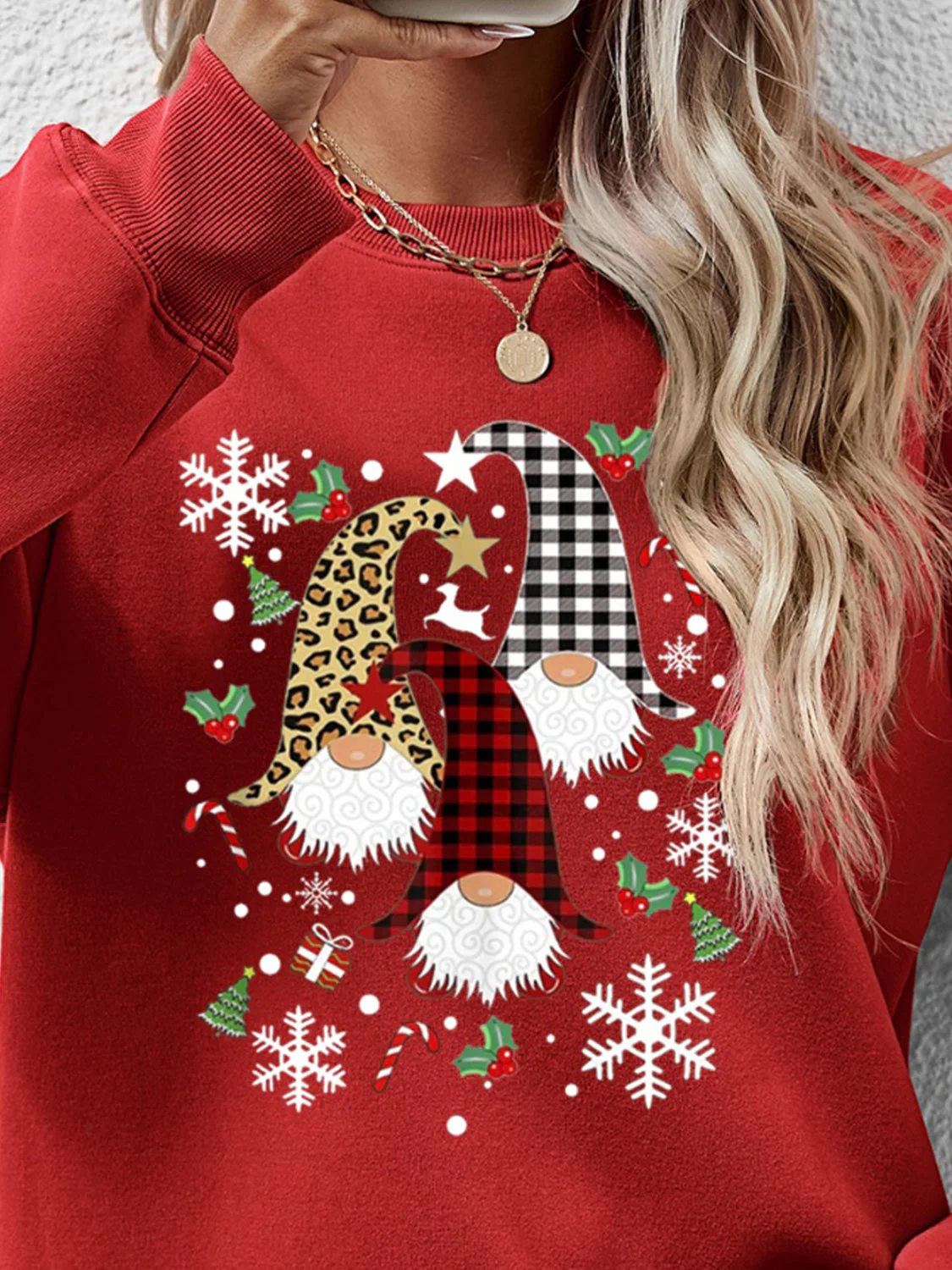 Faceless Gnomes Graphic Drop Shoulder Sweatshirt - Image 8