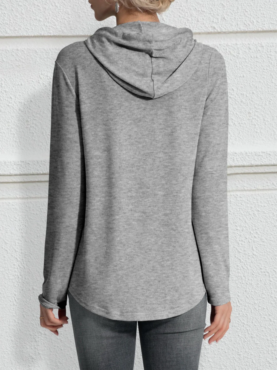 FAM-FAM Drawstring Long Sleeve Hoodie - Image 2