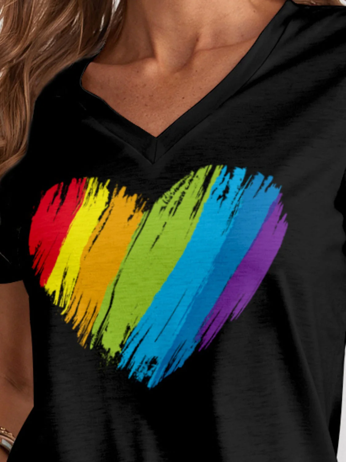 FAM-FAM Heart V-Neck Dropped Shoulder T-Shirt - Image 2