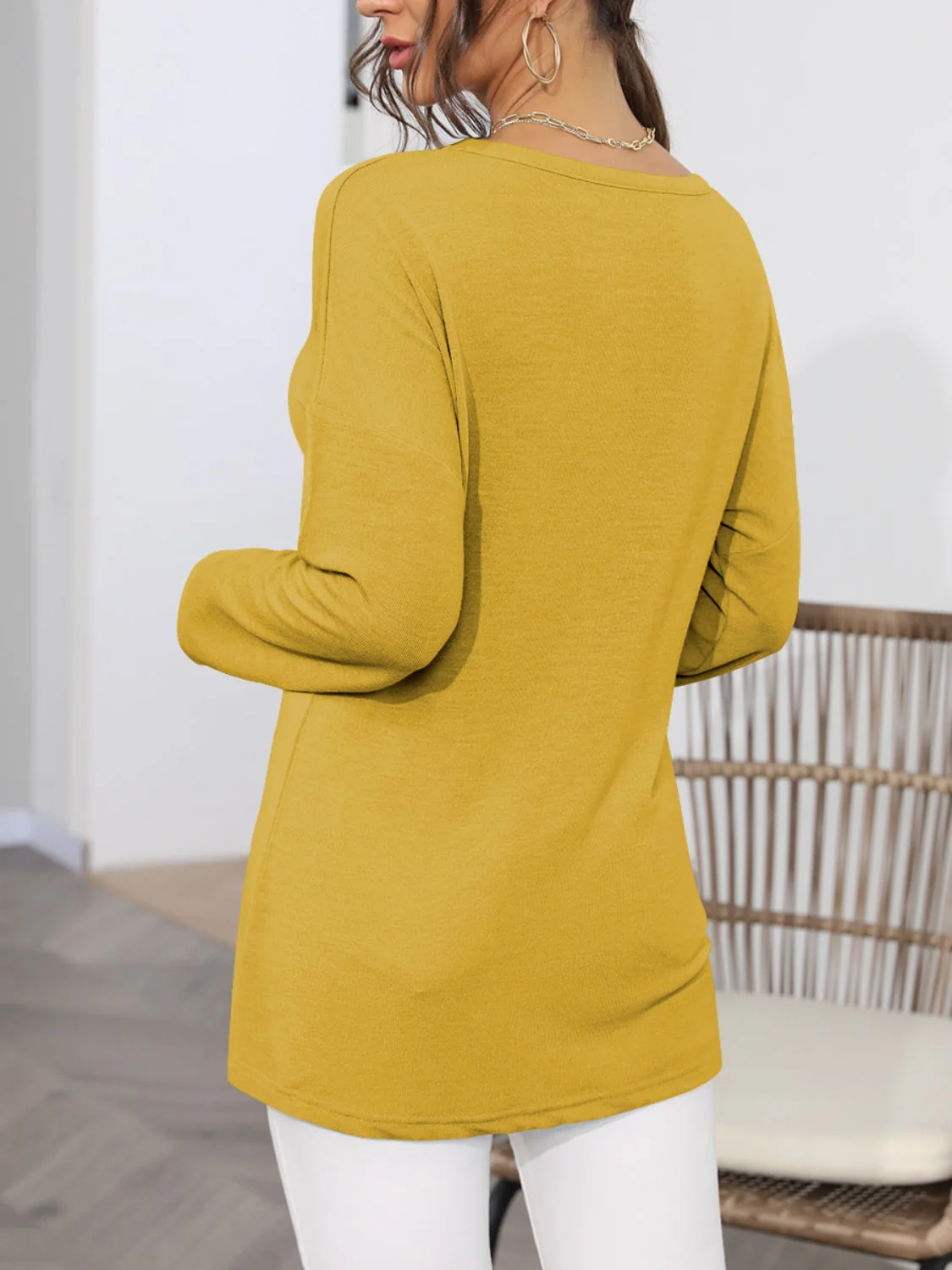FAM-FAM Notched Long Sleeve T-Shirt - Image 2