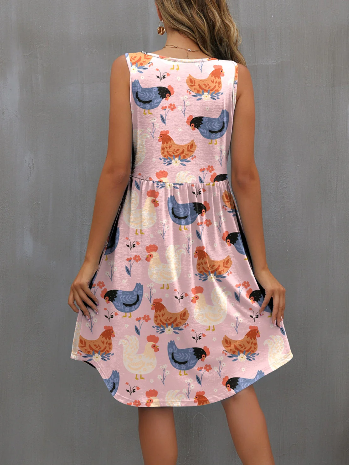 FAM-FAM Printed Round Neck Sleeveless Dress - Image 2
