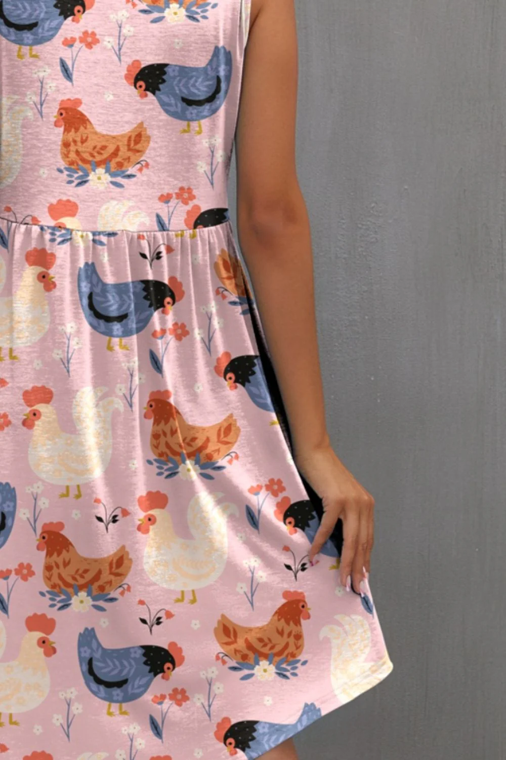 FAM-FAM Printed Round Neck Sleeveless Dress - Image 3