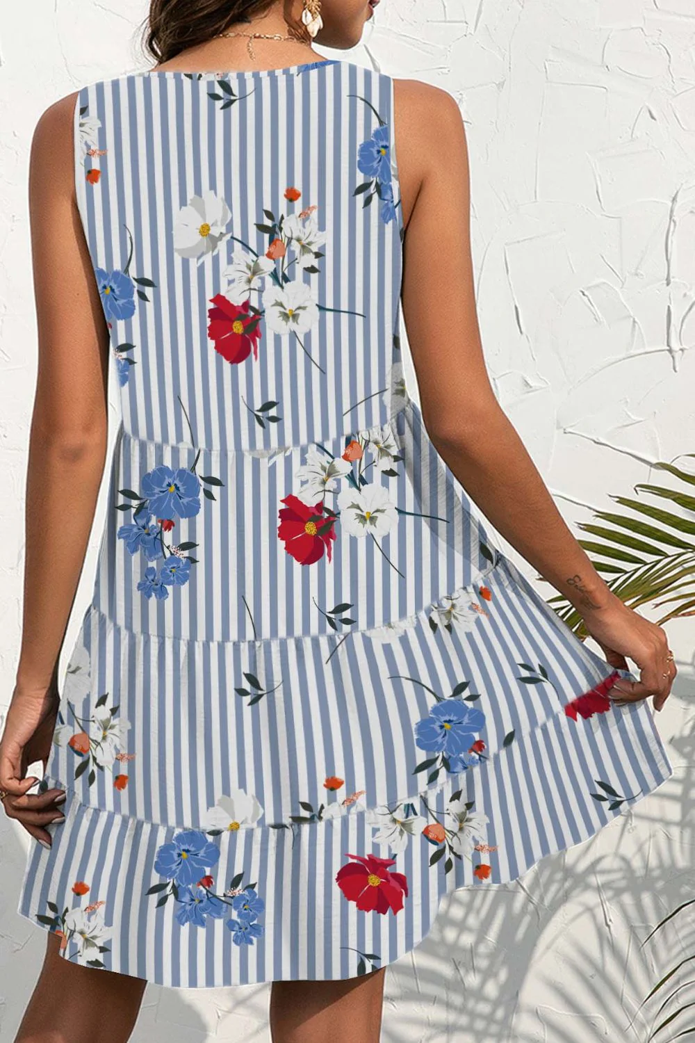 FAM-FAM Printed V-Neck Sleeveless Mini Dress - Image 2