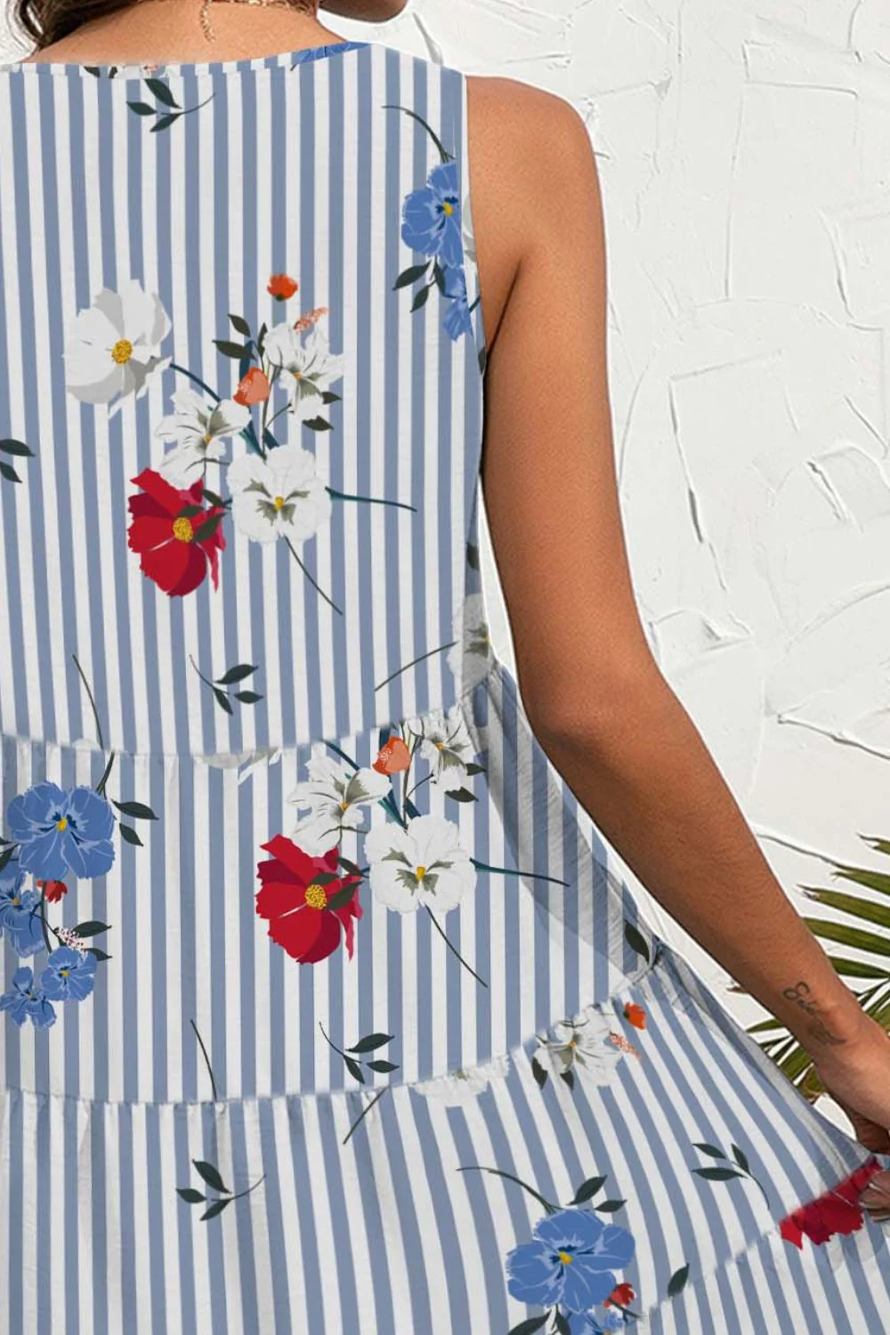 FAM-FAM Printed V-Neck Sleeveless Mini Dress - Image 3