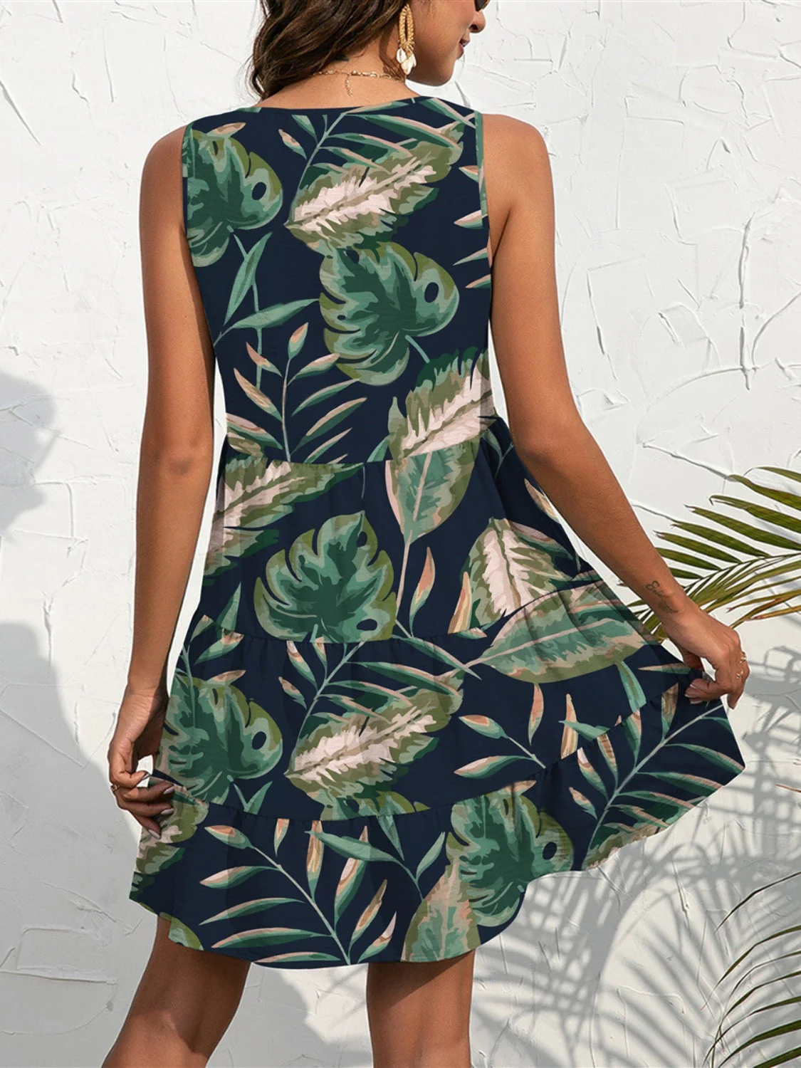 FAM-FAM Printed V-Neck Sleeveless Mini Dress - Image 2