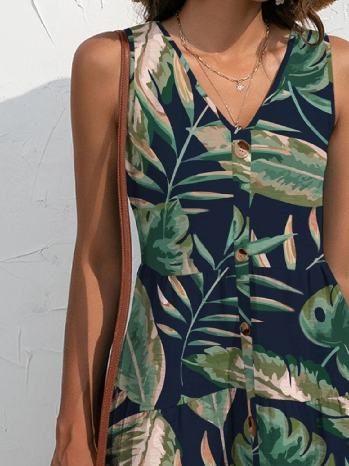 FAM-FAM Printed V-Neck Sleeveless Mini Dress - Image 3