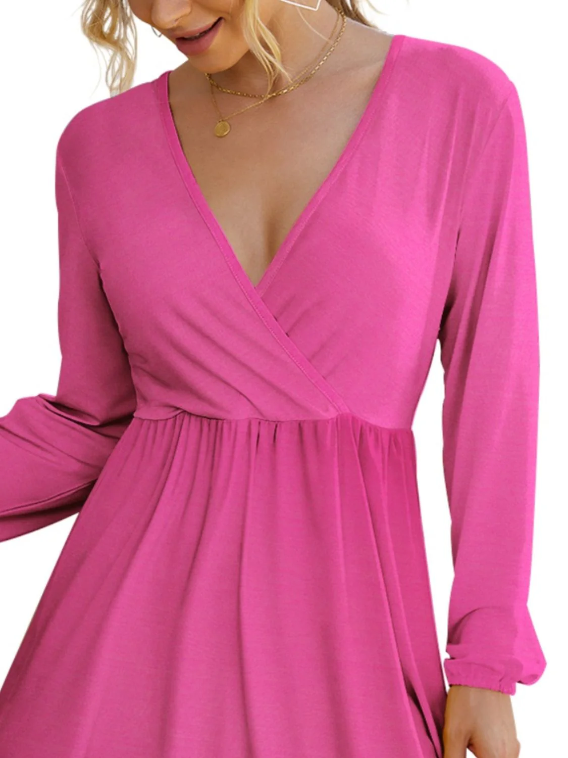 FAM-FAM Surplice Long Sleeve Mini Dress - Image 3
