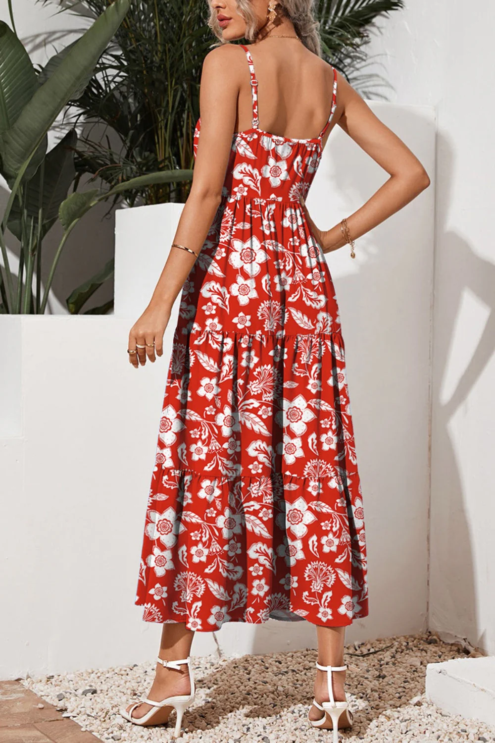 FAM-FAM Tiered Printed Square Neck Cami Dress - Image 5