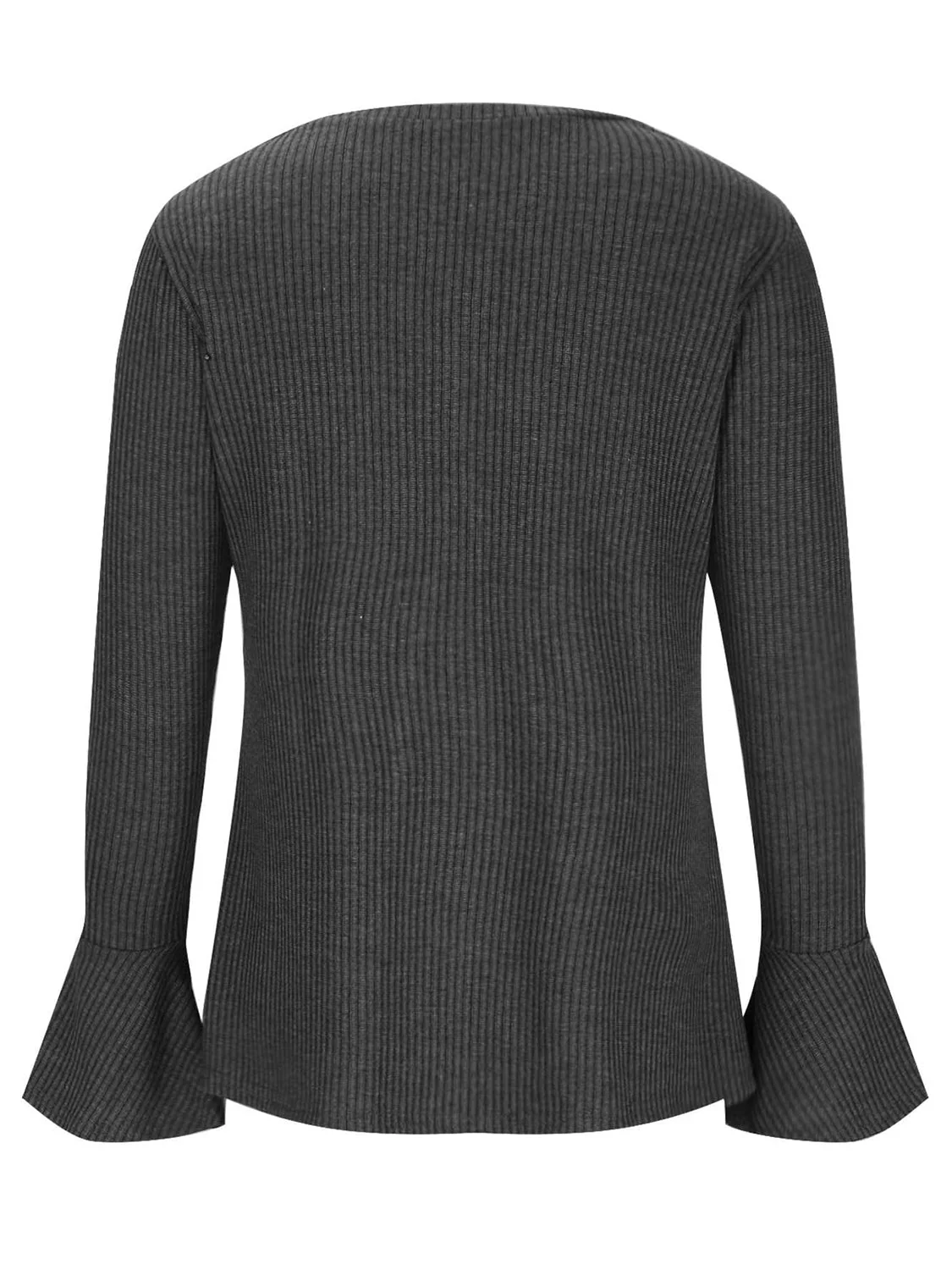 Faux Layered V-Neck Long Sleeve T-Shirt - Image 3