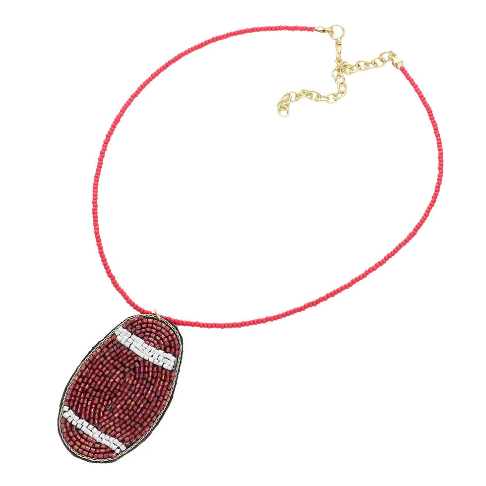 Felt Back Beaded Football Pendant Necklace by Madeline Love - Image 2
